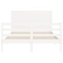 Double bed frame with white solid wood headboard by vidaXL, Beds and slatted bases - Ref: Foro24-3194607, Price: 159,85 €, Di...