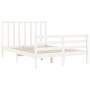 Double bed frame with white solid wood headboard by vidaXL, Beds and slatted bases - Ref: Foro24-3193762, Price: 138,50 €, Di...