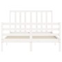 Double bed frame with white solid wood headboard by vidaXL, Beds and slatted bases - Ref: Foro24-3193762, Price: 138,50 €, Di...