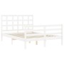 Double bed frame with white solid wood headboard by vidaXL, Beds and slatted bases - Ref: Foro24-3193957, Price: 136,63 €, Di...