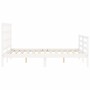 Double bed frame with white solid wood headboard by vidaXL, Beds and slatted bases - Ref: Foro24-3193957, Price: 136,63 €, Di...