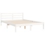 Double bed frame with white solid wood headboard by vidaXL, Beds and slatted bases - Ref: Foro24-3193957, Price: 136,63 €, Di...