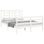 Estructura cama de matrimonio con cabecero madera maciza blanco de vidaXL, Camas y somieres - Ref: Foro24-3194672, Precio: 14...