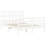 Double bed frame with white solid wood headboard by vidaXL, Beds and slatted bases - Ref: Foro24-3194802, Price: 137,81 €, Di...