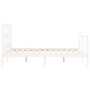 Double bed frame with white solid wood headboard by vidaXL, Beds and slatted bases - Ref: Foro24-3194802, Price: 137,81 €, Di...