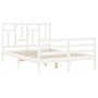 Double bed frame with white solid wood headboard by vidaXL, Beds and slatted bases - Ref: Foro24-3194932, Price: 128,54 €, Di...