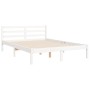 Double bed frame with white solid wood headboard by vidaXL, Beds and slatted bases - Ref: Foro24-3194932, Price: 128,54 €, Di...