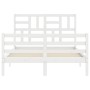 Estructura cama de matrimonio con cabecero madera maciza blanco de vidaXL, Camas y somieres - Ref: Foro24-3194867, Precio: 12...