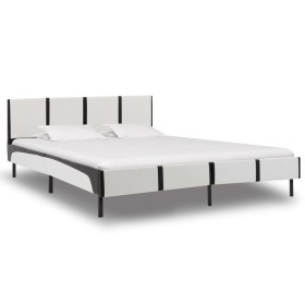 Estructura de cama de cuero sintético blanco y negro 180x200 cm de vidaXL, Camas y somieres - Ref: Foro24-280286, Precio: 159...