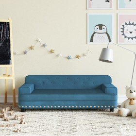 Blaues Samt Kinder Sofa 90x53x30 cm von vidaXL, Baby- und Kleinkindmöbel - Ref: Foro24-3196279, Preis: 90,25 €, Rabatt: %