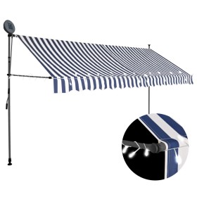 Manual retractable awning with blue and white LED 350 cm by vidaXL, Awnings - Ref: Foro24-145846, Price: 97,99 €, Discount: %