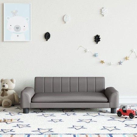 Sofá para niños de cuero sintético gris 90x53x30 cm de vidaXL, Mobiliario para bebés y niños pequeños - Ref: Foro24-3196266, ...