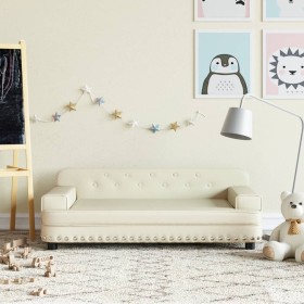 Cream Synthetic Leather Children's Sofa 90x53x30 cm by vidaXL, Baby and Toddler Furniture - Ref: Foro24-3196288, Price: 87,63...