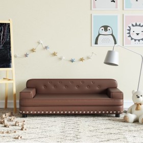 Brown Synthetic Leather Children's Sofa 90x53x30 cm by vidaXL, Baby and Toddler Furniture - Ref: Foro24-3196289, Price: 88,66...