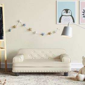 Cream Synthetic Leather Children's Sofa 70x45x30 cm by vidaXL, Baby and Toddler Furniture - Ref: Foro24-3196301, Price: 69,35...