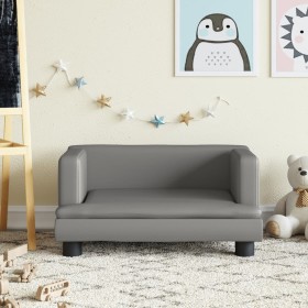 Sofá para niños de cuero sintético gris 60x40x30 cm de vidaXL, Mobiliario para bebés y niños pequeños - Ref: Foro24-3196327, ...