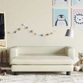 Kindersofa und Fußhocker aus cremefarbenem Kunstleder, 100 x 50 x 30 cm von vidaXL, Baby- und Kleinkindmöbel - Ref: Foro24-31...