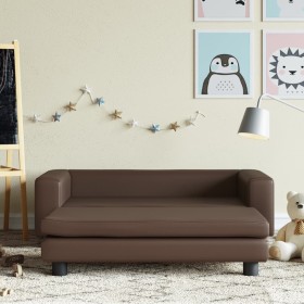 Children's sofa and footstool brown synthetic leather 100x50x30cm by vidaXL, Baby and Toddler Furniture - Ref: Foro24-3196416...