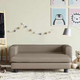 Sofá niños y reposapiés cuero sintético capuchino 100x50x30 cm de vidaXL, Mobiliario para bebés y niños pequeños - Ref: Foro2...