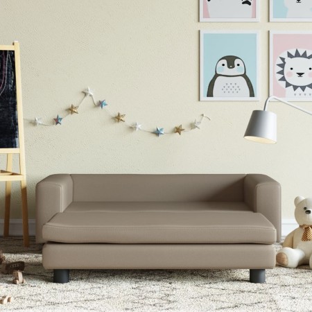 Children's sofa and footrest cappuccino synthetic leather 100x50x30 cm by vidaXL, Baby and Toddler Furniture - Ref: Foro24-31...