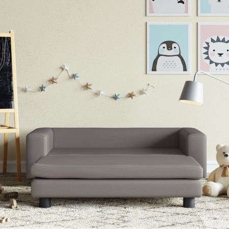 Children's sofa with footrest gray synthetic leather 100x50x30cm by vidaXL, Baby and Toddler Furniture - Ref: Foro24-3196417,...