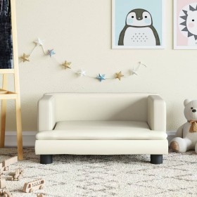 Cream Synthetic Leather Children's Sofa 60x40x30 cm by vidaXL, Baby and Toddler Furniture - Ref: Foro24-3196325, Price: 57,99...