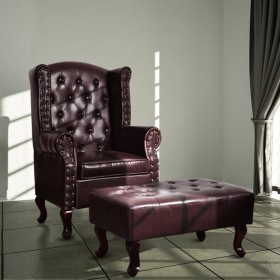 Sillón con reposapiés cuero sintético marrón oscuro de vidaXL, Sillones - Ref: Foro24-60784, Precio: 374,92 €, Descuento: %