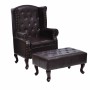 Sillón con reposapiés cuero sintético marrón oscuro de vidaXL, Sillones - Ref: Foro24-60784, Precio: 342,77 €, Descuento: %