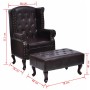 Sillón con reposapiés cuero sintético marrón oscuro de vidaXL, Sillones - Ref: Foro24-60784, Precio: 342,77 €, Descuento: %