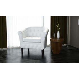 Sillón con diseño de cubo cuero sintético blanco de vidaXL, Sillones - Ref: Foro24-60710, Precio: 146,99 €, Descuento: %