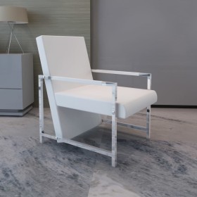 Armchair with chrome legs and white artificial leather by vidaXL, Armchairs - Ref: Foro24-241007, Price: 118,74 €, Discount: %