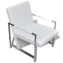 Sillón con patas cromadas y cuero artificial blanco de vidaXL, Sillones - Ref: Foro24-241007, Precio: 118,74 €, Descuento: %