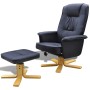 Sillón con reposapiés cuero sintético negro de vidaXL, Sillones - Ref: Foro24-241035, Precio: 213,99 €, Descuento: %