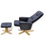 Sillón con reposapiés cuero sintético negro de vidaXL, Sillones - Ref: Foro24-241035, Precio: 213,99 €, Descuento: %