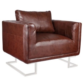 Cube armchair with chrome legs and brown faux leather by vidaXL, Armchairs - Ref: Foro24-240896, Price: 240,54 €, Discount: %