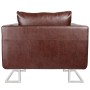 Sillón cubo con patas cromadas y cuero artificial marrón de vidaXL, Sillones - Ref: Foro24-240896, Precio: 240,54 €, Descuent...