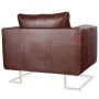 Sillón cubo con patas cromadas y cuero artificial marrón de vidaXL, Sillones - Ref: Foro24-240896, Precio: 240,54 €, Descuent...