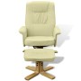 Cream white synthetic leather armchair with footrest by vidaXL, Armchairs - Ref: Foro24-241034, Price: 195,50 €, Discount: %