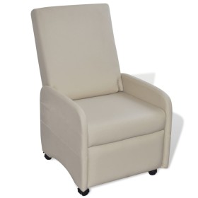 Sillón plegable de cuero sintético color crema de vidaXL, Sillones - Ref: Foro24-241680, Precio: 246,99 €, Descuento: %