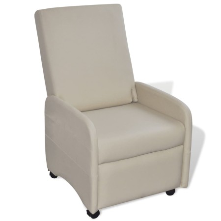 Sillón plegable de cuero sintético color crema de vidaXL, Sillones - Ref: Foro24-241680, Precio: 232,27 €, Descuento: %