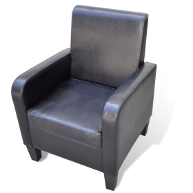 Sillón de cuero sintético negro de vidaXL, Sillones - Ref: Foro24-241109, Precio: 185,66 €, Descuento: %