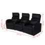 Sillón reclinable de 3 plazas de cuero artificial negro de vidaXL, Sillones - Ref: Foro24-242002, Precio: 1,00 €, Descuento: %