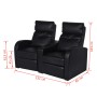 Sillón reclinable de 2 plazas de cuero artificial negro de vidaXL, Sillones - Ref: Foro24-242000, Precio: 629,99 €, Descuento: %