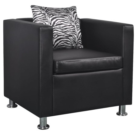 Sillón de cuero sintético negro de vidaXL, Sillones - Ref: Foro24-242210, Precio: 185,63 €, Descuento: %