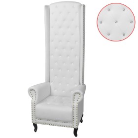 Sillón de respaldo alto cuero sintético blanco de vidaXL, Sillones - Ref: Foro24-243591, Precio: 417,99 €, Descuento: %