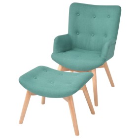 Green fabric armchair with footrest stool by vidaXL, Armchairs - Ref: Foro24-244665, Price: 200,99 €, Discount: %