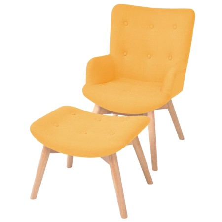 Sillón con taburete reposapiés de tela amarillo de vidaXL, Sillones - Ref: Foro24-244664, Precio: 149,24 €, Descuento: %