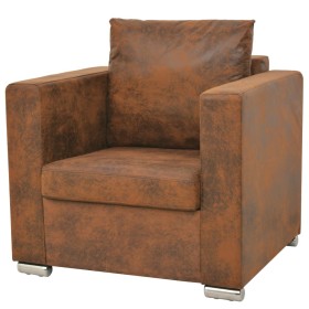 Sillón de piel de ante artificial marrón de vidaXL, Sillones - Ref: Foro24-244701, Precio: 278,99 €, Descuento: %