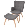 Sillón con taburete reposapiés tela gris de vidaXL, Sillones - Ref: Foro24-244662, Precio: 181,60 €, Descuento: %