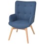 Sillón con taburete reposapiés de tela azul de vidaXL, Sillones - Ref: Foro24-244663, Precio: 199,30 €, Descuento: %